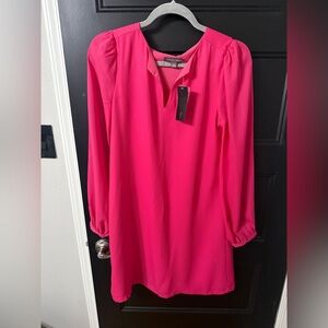 Tinker Road Bright Fuchsia Long Sleeve Shift Dress